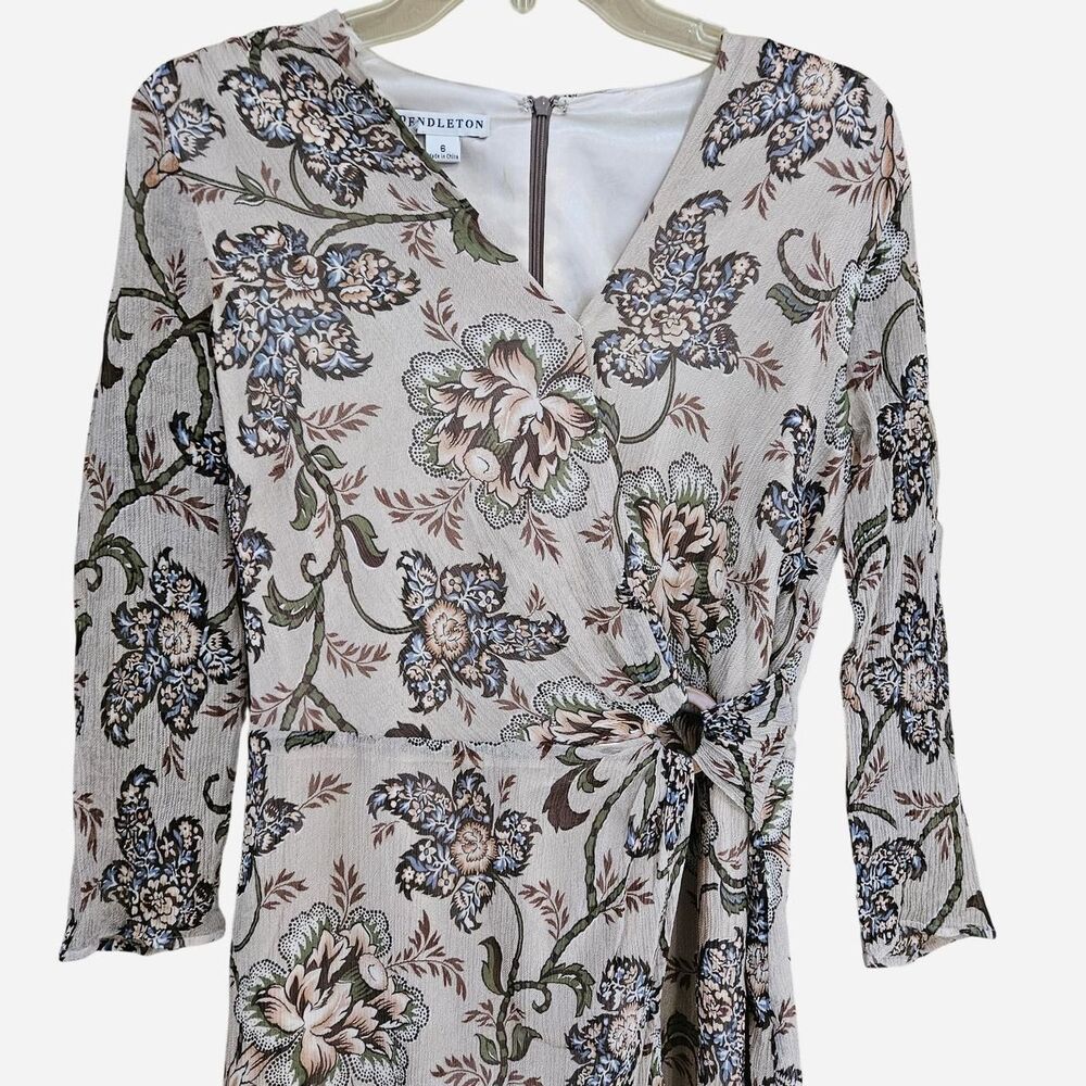 cottagecore boho floral silk pendleton wrap dress